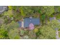Overhead view of a home surrounded by lush greenery, showcasing a private setting at 1705 Lord Ashley Dr, Sanford, NC 27330