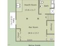 Basement floor plan featuring a rec room, hearth room, bath and a storage area at 2417 Lawrence Dr, Raleigh, NC 27603