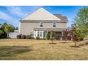 Spacious backyard with lush lawn and privacy landscaping, perfect for outdoor activities at 112 Red Admiral Ct, Hillsborough, NC 27278