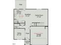 An open floor plan showing the kitchen, breakfast nook, Gathering room, dining room, foyer, and garage at 164 E Victory View. Ter, Smithfield, NC 27577