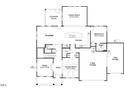 Layout of the first floor with the kitchen, Gathering room, garage, and bedrooms displayed in the floor plan at 315 Adams Pointe Ct, Angier, NC 27501