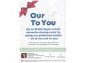 Ad featuring promotional financing for homebuyers, including buyer credits and preferred lender usage at 1640 Legendary Ln, Morrisville, NC 27560