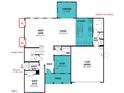 Detailed first floor plan showcasing the layout, with a living room, kitchen, dining, and a two-car garage at 159 Yellow River Way, Garner, NC 27529