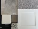 Selection of materials including Ashen Brown, Frost White, carpet and tile samples at 306 Deodora Ln, Cameron, NC 28326