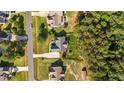 Overhead aerial view of this home nestled in its neighborhood at 1141 Contender Dr, Clayton, NC 27520