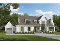 Beautiful exterior rendering of a white brick home with gray shingle roof and an attached garage at 5504 Kingwood Dr, Raleigh, NC 27609