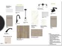 Image of interior selections, including cabinet colors, quartz countertops, and flooring at 801 Hyperion Aly, Wake Forest, NC 27587