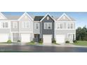 New townhome showcases an attractive exterior with a stone foundation and a single-car garage at 248 Paramount Dr # 25, Smithfield, NC 27577