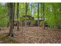 Exterior shot of a brown home secluded in a forest, with a focus on the natural surroundings at 673 Brookview Dr, Chapel Hill, NC 27514