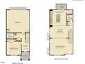 A detailed floor plan showcasing the layout of the first and second floors, including garage and kitchen at 472 Carolina Springs Blvd, Apex, NC 27539