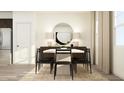 Bright dining area featuring a modern light fixture, white table and seating for six at 615 Cassa Clubhouse Way, Knightdale, NC 27545