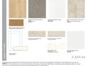 Selection of interior finishes showcasing flooring, cabinetry, countertop, and backsplash options at 104 Sodalite Ln, Holly Springs, NC 27540