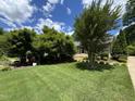 Well-manicured lawn with mature trees surrounding this inviting home under bright skies at 2009 Mallard Ln, Raleigh, NC 27609