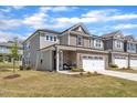 Charming two-story home with a two-car garage, well-kept lawn, and inviting curb appeal at 2528 Forge Village Way, Apex, NC 27523