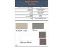 This color palette showcases the color scheme used on the exterior of the house, including shades of grays and whites at 132 Lillian Ct, Roxboro, NC 27573