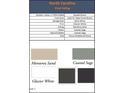 Color palette featuring Monterey Sand siding, Glacier White trim, and Coastal Sage accents at 250 Landon Pl, Roxboro, NC 27573