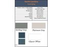 Color palette featuring neutral tones like sterling gray, platinum gray, and accents of classic blue and glacier white at 76 Landon Pl, Roxboro, NC 27573