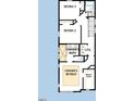 Second floor floorplan showcasing three bedrooms including the primary suite with a walk in closet at 14 Relaxing Way, Pittsboro, NC 27312
