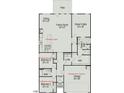 Detailed floor plan showcasing a Gathering room, kitchen, bedrooms, bathrooms, patio, and garage at 182 E Victory View Ter, Smithfield, NC 27577