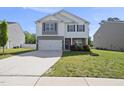 Inviting two-story home featuring a well-maintained lawn and a convenient two-car garage at 115 Zulabelle Ct, Garner, NC 27529