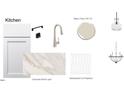 Detailed kitchen finishes include white shaker cabinets and calacatta beltish gold countertops, enhancing the design at 1021 Azalea Garden Cir, Raleigh, NC 27603