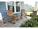 Cozy front porch featuring wooden rocking chairs, offering a relaxing outdoor space with neighborhood views at 1209 Redwood Valley Ln, Knightdale, NC 27545