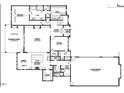 First-floor floor plan features a spacious kitchen, Gathering room, office, dining area, and three-car garage at 3608 Cobbler Vw Way, Fuquay Varina, NC 27526
