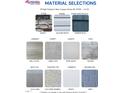 Material selections with stone, siding, shake, laminate, carpet, quartz, vinyl, bath tile, countertop, cabinets, and backsplash at 29 High Hampton Way, Fuquay Varina, NC 27526
