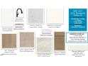 Interior finish samples display kitchen and bathroom hardware, cabinets, countertops, flooring, and paint at 1252 Randwick Valley Ct Ct, Zebulon, NC 27597