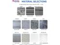 Material selections for new construction home, showcasing stone, siding, flooring, and countertop options at 127 High Hampton Way, Fuquay Varina, NC 27526