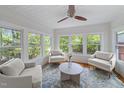 Cozy sunroom with large windows and comfortable seating, perfect for relaxation at 1809 Glendale Ave, Durham, NC 27701