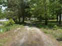Gravel driveway leading through mature trees to the main residence, providing a secluded entrance at 113 Pineview Dr, Louisburg, NC 27549