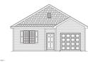 Rendering of a cozy home featuring a shingled roof, paneled door, and window with shutters at 245 Bluejay St, Clayton, NC 27520