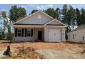Charming single-story home with grey siding, a white garage door, and dark shutters at 31 Goldenrod Loop, Clayton, NC 27520
