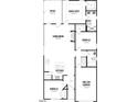 Layout of a charming home including a kitchen, living room, two bedrooms and the main suite at 41 Goldenrod Loop, Clayton, NC 27520