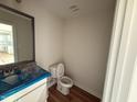 Half bathroom features a granite sink and countertop at 10 Silver Ct, Smithfield, NC 27577