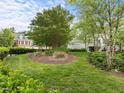 Beautifully landscaped front yard with mature trees and lush green grass, enhancing curb appeal at 703 Kirkeenan Cir, Morrisville, NC 27560