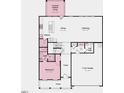 Layout showing gathering room, kitchen, dining, and bedroom 5; covered outdoor living space and garage at 132 Seagraves Creek Ln, Holly Springs, NC 27540