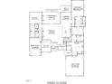 First floor plan showcasing layout with kitchen, living, dining, study, garages, and guest suite at 7805 Ailesbury Rd, Wake Forest, NC 27587