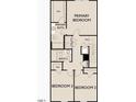 Second floor plan featuring the primary bedroom with ensuite bath, two bedrooms, a full bath, and a utility room at 106 S Chubb Rdg, Wilson's Mills, NC 27520