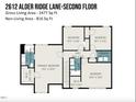 Second floor blueprint of 2612 Alder Ridge Lane, featuring multiple bedrooms and laundry room at 2612 Alder Ridge Ln, Raleigh, NC 27603