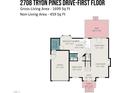 First floor floor plan with dimensions, including kitchen, dining, and living room at 2708 Tryon Pines Dr, Raleigh, NC 27603