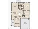 Detailed floorplan showing layout with 3 bedrooms, kitchen, living spaces, and 3 car garage at 136 N Keatts Winner Ct, Clayton, NC 27520
