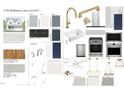 A detailed mood board displaying the home's interior finishes, fixtures, and exterior color schemes at 1733 Birdhaven Ln, Wendell, NC 27591