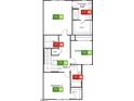 Second floor with main bedroom, two additional bedrooms, two bathrooms, and a laundry area at 518 Sunset Lake St, Durham, NC 27704