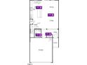 Open-concept first floor layout including a kitchen, dining area, living room, and powder room at 518 Sunset Lake St, Durham, NC 27704