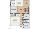 Detailed floor plan showcasing an open-concept layout with a kitchen, living room, and owner's suite at 545 Beacon Hill Rd # 32, Lillington, NC 27546