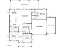 First floor plan featuring a kitchen, Gathering room, breakfast nook, dining room, entry, study, and three-car garage at 203 Great Smoky Pl, Lillington, NC 27546