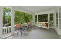 Inviting covered front porch features porch swing and stylish seating perfect for relaxation at 223 Hawthorne Rd, Raleigh, NC 27605