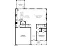 First floor layout features an open kitchen, dining area, Gathering room, and a bedroom with attached bath at 223 Macon Lake Drive # 25, Apex, NC 27523